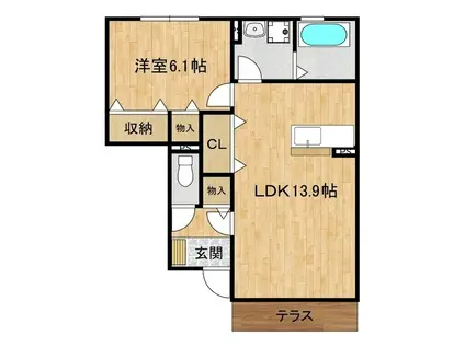 ルーチェI(1LDK/1階)の間取り写真