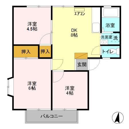 山口コーポ(3DK/2階)の間取り写真