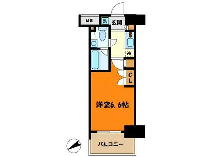 パークキューブ武蔵小杉(1K/13階)の間取り写真