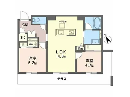 シャーメゾン ワイズベル(2LDK/1階)の間取り写真