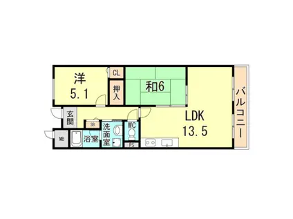 ルミエール北伊丹(2LDK/5階)の間取り写真