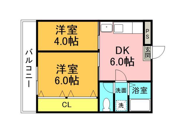 エスティード光南(2DK/3階)の間取り写真
