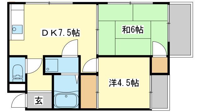 インタービレッジ千代田町(2DK/3階)の間取り写真