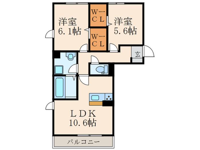 APPEARANCE JONO(2LDK/3階)の間取り写真