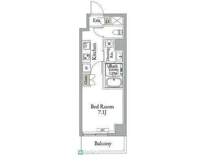 メトロステージ亀有(1K/2階)の間取り写真