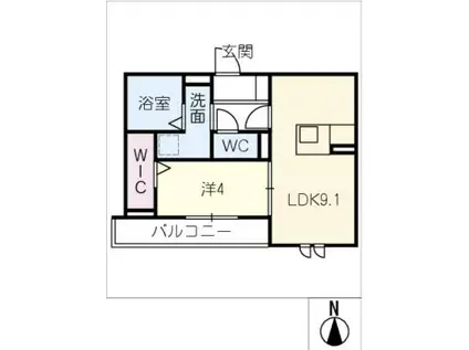 カームツリー豊橋(1LDK/1階)の間取り写真