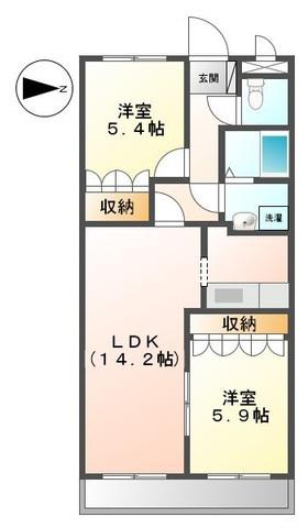 パインヒルズⅠ(2LDK/2階)の間取り写真