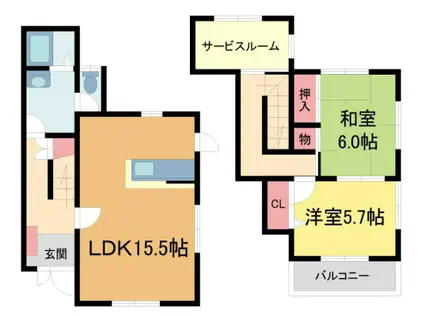 シティライフ山芦屋II(2SLDK/1階)の間取り写真