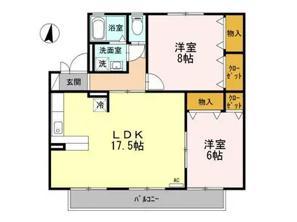 セジュール中道(2LDK/2階)の間取り写真