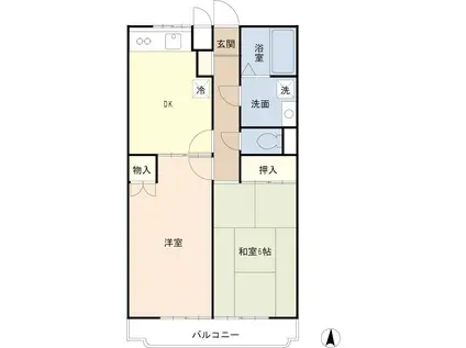 ジュネスタウン北戸田(2DK/3階)の間取り写真