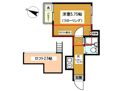 スターホームズ峰岡(1K/2階)の間取り写真