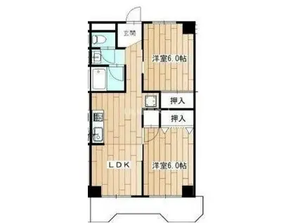 深谷昭和ビル(2LDK/3階)の間取り写真