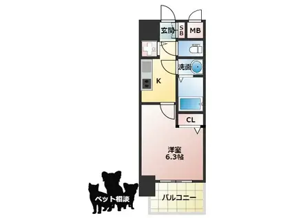 エスリードレジデンス大阪福島(1K/10階)の間取り写真