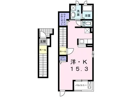 フィオーレツカサIII A棟(1K/2階)の間取り写真
