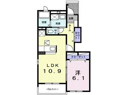レインボーヒルズIII(1LDK/1階)の間取り写真