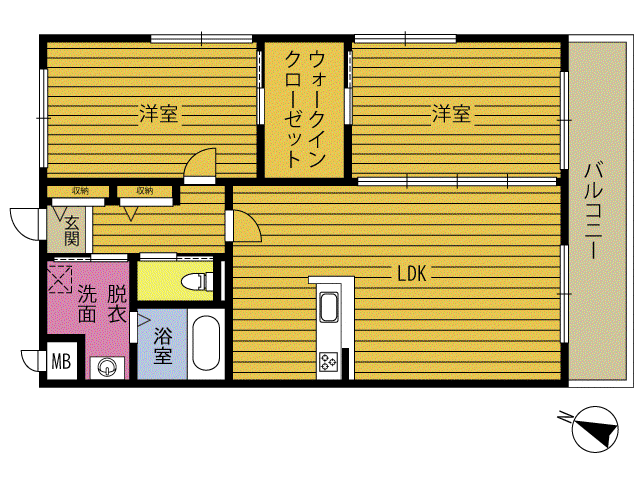 ゼノン広瀬町(2LDK/4階)の間取り写真