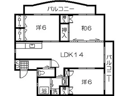 ルネッサンス木元(3LDK/1階)の間取り写真