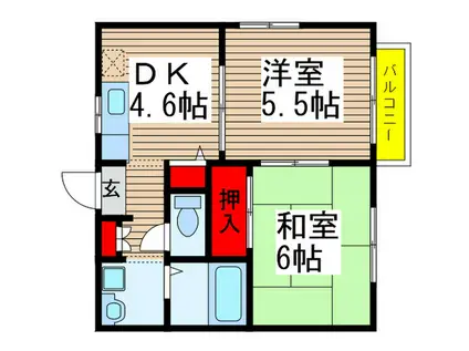 コーポジュネスIII(2DK/2階)の間取り写真