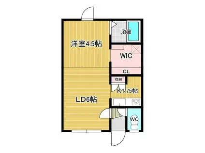 ラ・リベルテ(1LDK/2階)の間取り写真