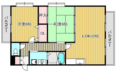 プチフルール千(2LDK/2階)の間取り写真