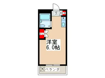 地下鉄千日前線 桜川駅(大阪) 徒歩5分 8階建 築35年(ワンルーム/2階)の間取り写真