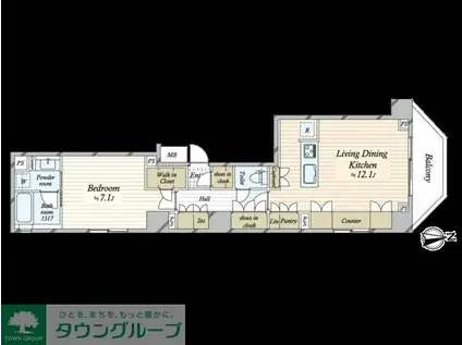 ベルジェンド西日暮里グランセルサス(1LDK/4階)の間取り写真