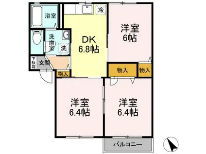 レジデンスINN A棟 (3DK/2階)の間取り写真