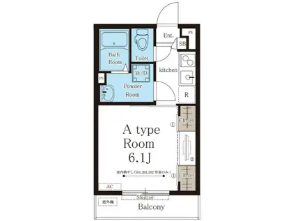 リブリ・都島中通(1K/2階)の間取り写真