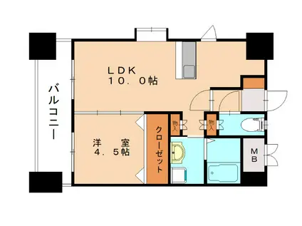 LEON下到津(1LDK/2階)の間取り写真