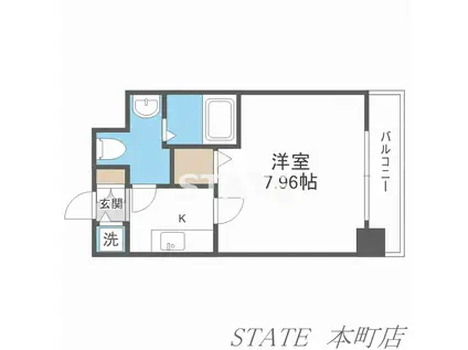 SERENITE日本橋SUD(1K/12階)の間取り写真