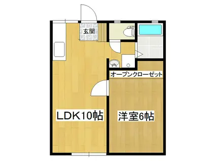 うづら荘A棟(1LDK/1階)の間取り写真