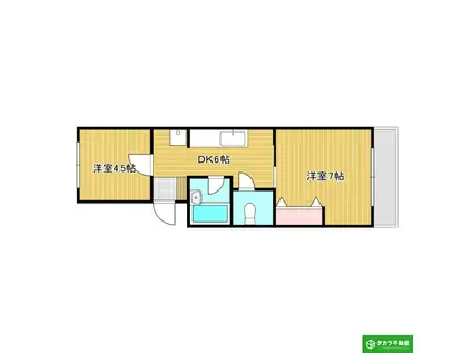 コーポアクシオンII(2DK/2階)の間取り写真