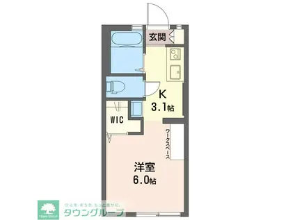 ガーデンコート国立(1K/1階)の間取り写真