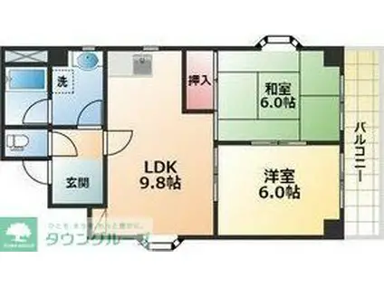 青木屋ビル(2LDK/5階)の間取り写真