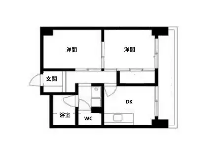 エスポワール杉山(2DK/5階)の間取り写真