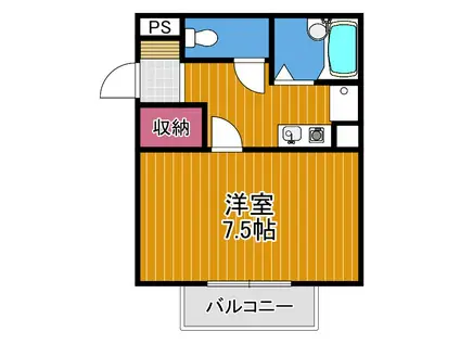 オーシャン藤ヶ丘(1K/2階)の間取り写真