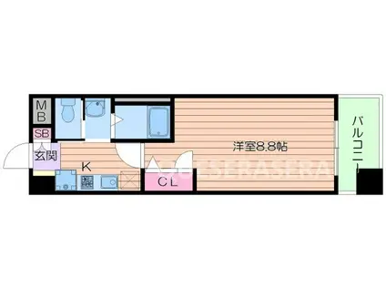 マンション芦紅(1K/5階)の間取り写真