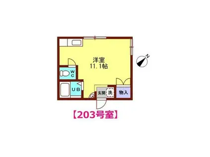 ホワイトハイツA(ワンルーム/2階)の間取り写真