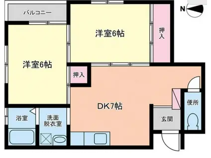 Mステージ紫原(2DK/1階)の間取り写真