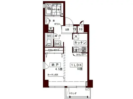 コリドール中央(1LDK/3階)の間取り写真