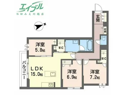 シャーメゾンウィンクス(3LDK/2階)の間取り写真