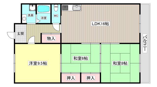パラツィーナセシリア仁川(3LDK/4階)の間取り写真