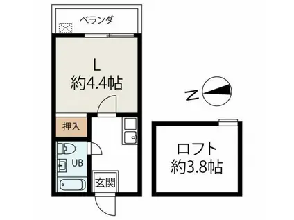 ハウスA(1K/2階)の間取り写真