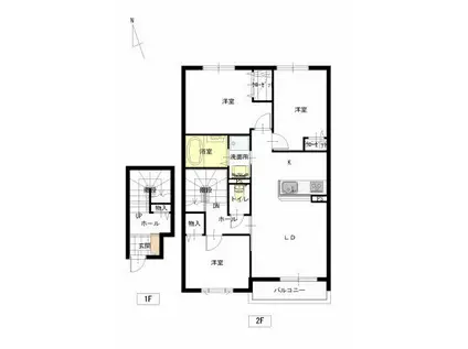 クレスティーク御宇田A(3LDK/2階)の間取り写真