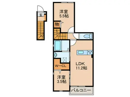 レガリア陣原 A棟(2LDK/3階)の間取り写真