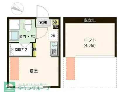 ハーモニーテラス白鷺II(ワンルーム/2階)の間取り写真