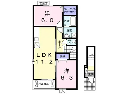 ル・シャトーI(2LDK/2階)の間取り写真