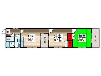 パティオI(2DK/1階)の間取り写真