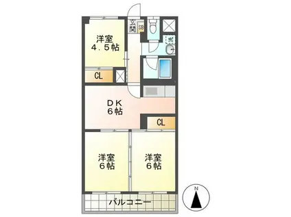 川本マンション(3DK/2階)の間取り写真