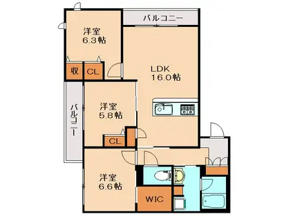 エクラシエ(3LDK/2階)の間取り写真